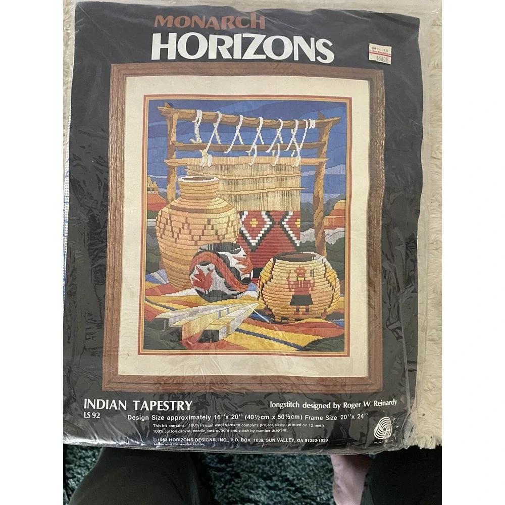 Monarch Horizons‎ Indian Tapestry Needlepoint Kit VTG 1983 New Sealed Pack